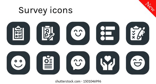 survey icon set. 10 filled survey icons.  Simple modern icons about  - Clipboard, Happy, Feedback, Emotion