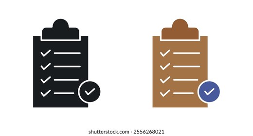 Survey icon set in black and colored versions.