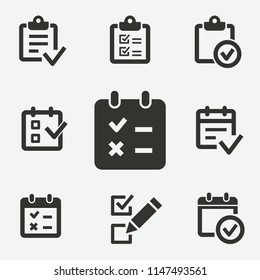 Survey icon set. Black illustration isolated for graphic and web design.