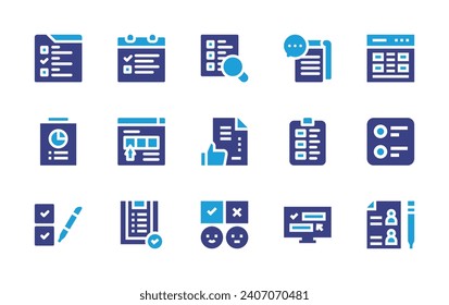 Survey icon set. Duotone color. Vector illustration. Containing search survey, online survey, survey.