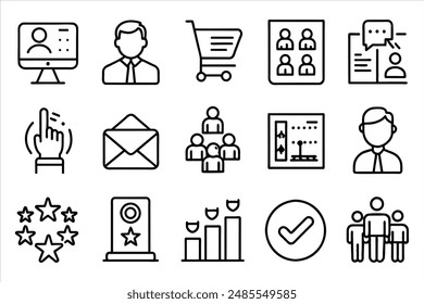 Survey icon set. editable stroke outline icons set. vector illustration.
