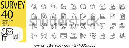 Survey icon set. Editable stroke.