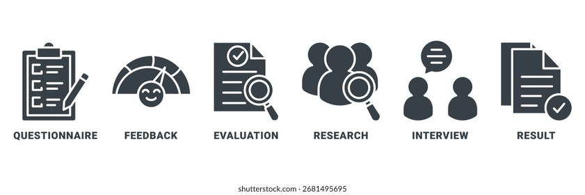 ícone de pesquisa definir conceito vetorial com ícone de questionário, feedback, avaliação, pesquisa, entrevista, resultado
