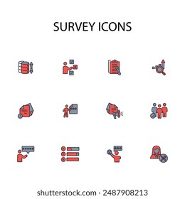 Conjunto de iconos de Encuesta.Vector.Trazo editable.signo de estilo lineal para uso Diseño web,logotipo.Ilustración de símbolo.