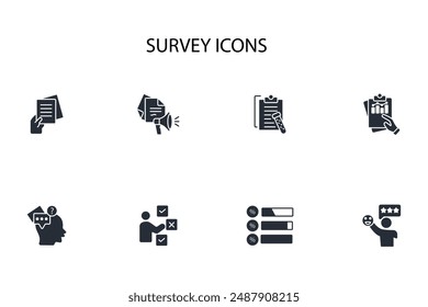 Conjunto de iconos de Encuesta.Vector.Trazo editable.signo de estilo lineal para uso Diseño web,logotipo.Ilustración de símbolo.