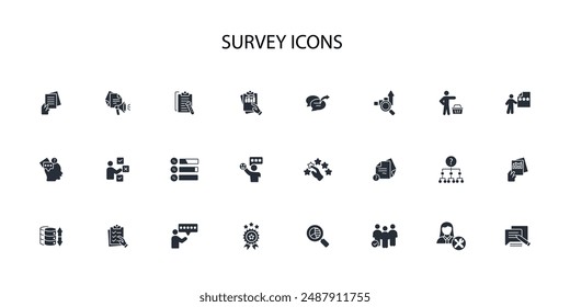Survey icon set.vector.Editable stroke.linear style sign for use web design,logo.Symbol illustration.