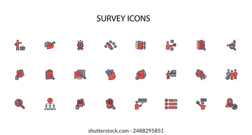 Survey icon set.vector.Editable stroke.linear style sign for use web design,logo.Symbol illustration.