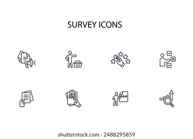 Survey icon set.vector.Editable stroke.linear style sign for use web design,logo.Symbol illustration.