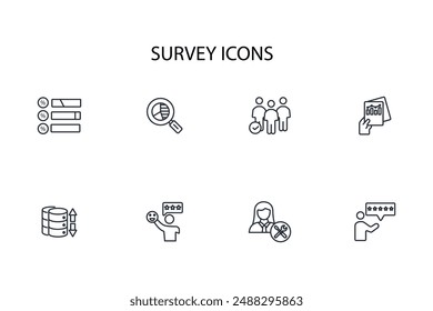 Survey icon set.vector.Editable stroke.linear style sign for use web design,logo.Symbol illustration.