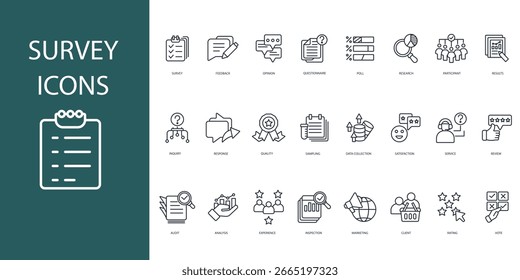 Survey-Symbol set.vector.Editable stroke.linear style-Zeichen für die Verwendung Web-Design, logo.Symbol-Illustration.