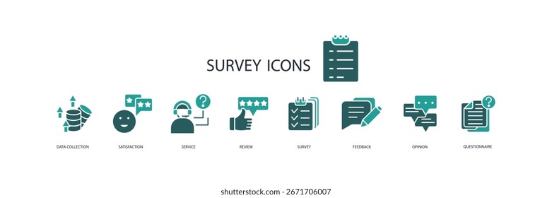 Conjunto de iconos de Encuesta. Vector. Trazo editable. Signo de estilo lineal para uso Diseño web, logotipo. Ilustración de símbolo.