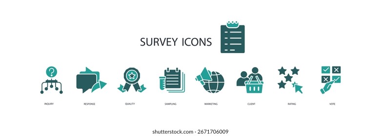 Conjunto de iconos de Encuesta. Vector. Trazo editable. Signo de estilo lineal para uso Diseño web, logotipo. Ilustración de símbolo.