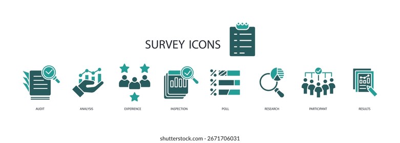 Conjunto de iconos de Encuesta. Vector. Trazo editable. Signo de estilo lineal para uso Diseño web, logotipo. Ilustración de símbolo.