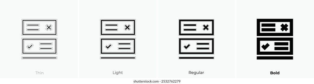 survey icon. Thin, Light Regular And Bold style design isolated on white background