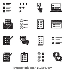 Survey Icons. Black Scribble Design. Vector Illustration.