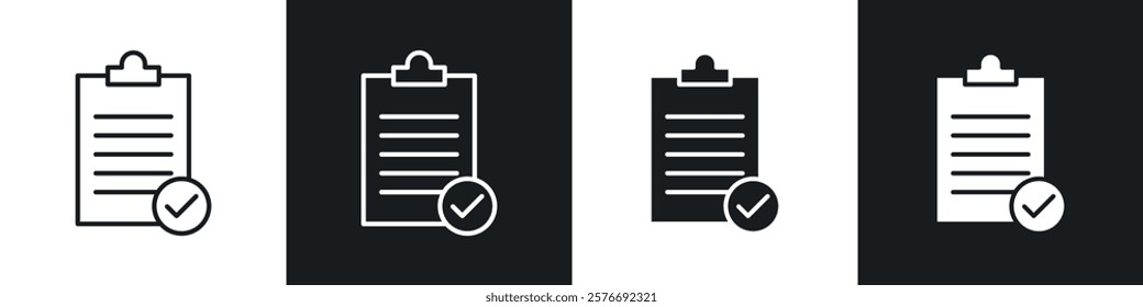 Survey icons collection in black and white solid and line style