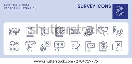 Survey Icons. Editable Stroke. Set of thin line icons symbol collection.
