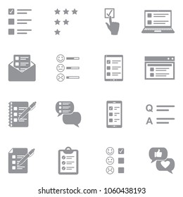 Survey Icons. Gray Flat Design. Vector Illustration. 
