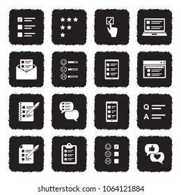 Survey Icons. Grunge Black Flat Design. Vector Illustration. 