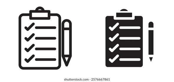 Survey icons in outline and stroke versions