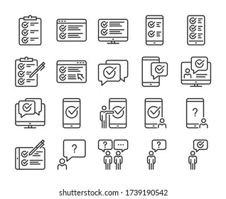 Survey icons. Survey and Questionnaire line icon set. Vector illustration. Editable stroke.