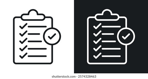 Survey icons in thin black and white stroke liner style