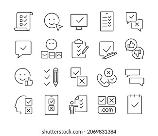 Iconos de la encuesta - Iconos de la línea del vector. Stroke editable. Gráfico vectorial
