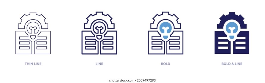 Icono de idea de Encuesta en 4 estilos diferentes. Línea delgada, línea, negrita y línea negrita. Estilo duotono. Trazo editable.
