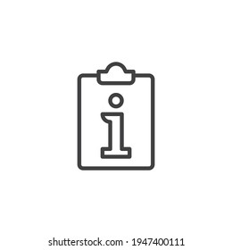 Survey information line icon. linear style sign for mobile concept and web design. Clipboard document with info outline vector icon. Symbol, logo illustration. Vector graphics