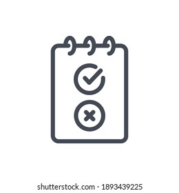 Survey line icon. Notepad with checklist vector outline sign.