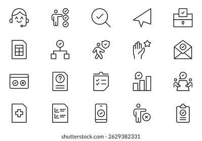 Survey line icon set. For website marketing design, logo, app, template, ui, Isolated vector outline illustrations. Editable stroke