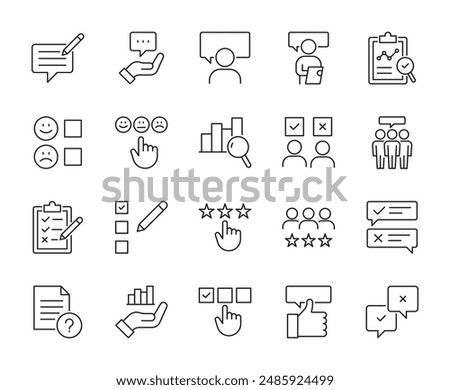 survey line icons set vector illustration. editable stroke