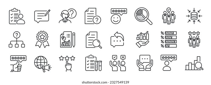 Survey line icons. For website marketing design, logo, app, template, ui, etc. Vector illustration.