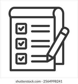 Survey List Outline Icon Vector Illustration