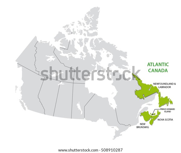 Survey Map Four Canadian Atlantic States Stock Vector (Royalty Free