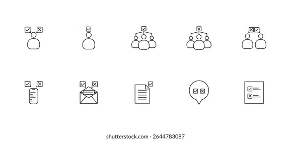 Survey outline icons set. feedback icon collection