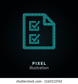 Survey - pixel icon. Vector Illustration. Design logo element. Isolated on black background. It is easy to change to any color.