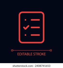 Survey pixel perfect glassmorphism ui icon for dark theme. Answer questions. Color filled line element with transparency. Isolated vector pictogram for night mode. Editable stroke
