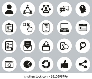 Survey Or Poll Icons Black & White Flat Design Circle Set Big