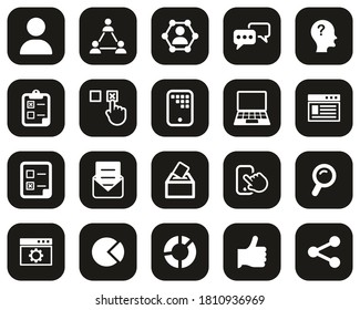 Encuesta O Encuesta De Iconos Blancos Sobre Diseño Plano Negro Grande
