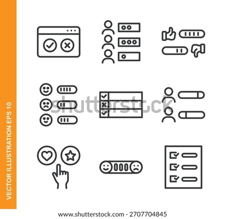 Survey, Polling line icons- Mini collection icon