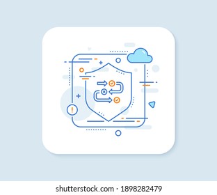 Survey progress line icon. Abstract vector button. Quiz algorithm sign. Business interview symbol. Survey progress line icon. Protect shield concept. Vector