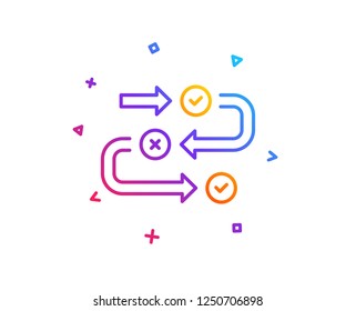 Survey progress line icon. Quiz algorithm sign. Business interview symbol. Gradient line button. Survey progress icon design. Colorful geometric shapes. Vector