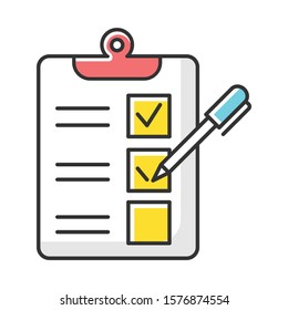 Survey Questionnaire Form Color Icon. Checklist. Customer Service Rating, Review. Feedback. Evaluation. Social Research. Data Collection. Sociology. Isolated Vector Illustration