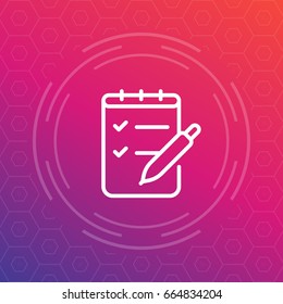 Survey, quiz linear icon, vector illustration