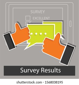 Survey results concept . Creative idea design. Flat vector illustration for template, brochure, presentation or web page.
