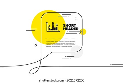 Survey results icon. Continuous line chat bubble banner. Best answer sign. Business stats symbol. Survey results icon in chat message. Talk comment and speak background. Vector