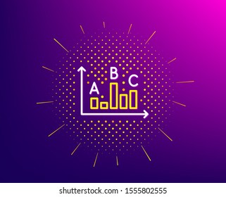Survey results line icon. Halftone pattern. Best answer sign. Business stats symbol. Gradient background. Survey results line icon. Yellow halftone pattern. Vector