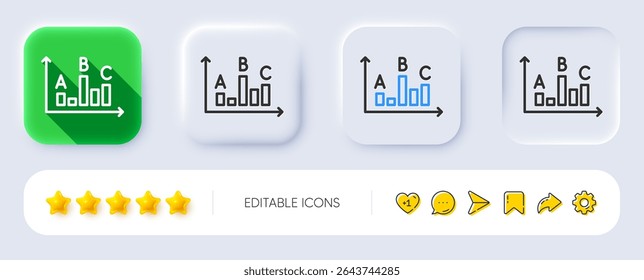 Survey results line icon. Neumorphic, Flat shadow, 3d buttons. Best answer sign. Business stats symbol. Line survey results icon. Social media icons. Vector