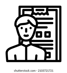survey salesman line icon vector. survey salesman sign. isolated contour symbol black illustration